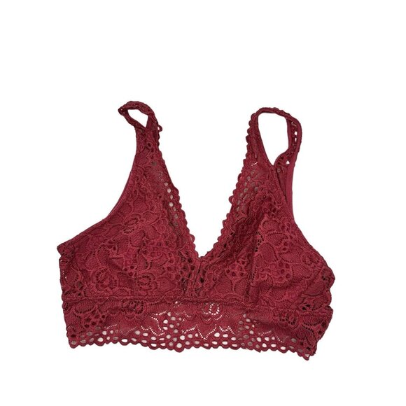 Aerie Coral Wide Strap Non Padded Wireless Pullover Lace Bralette Size Medium - Picture 2 of 5